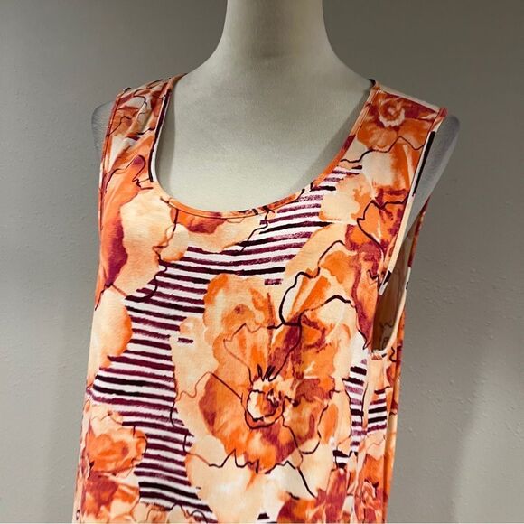 Floral striped Sleeveless hi-low midi Dress - Picture 2 of 14